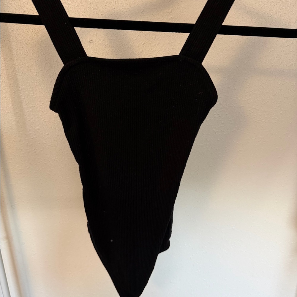 American Eagle Black Ribbed Tank Bodysuit